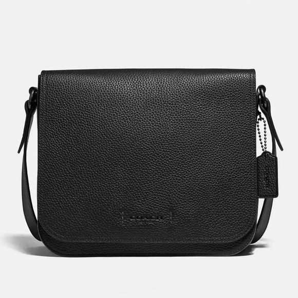 Coach Gotham Messenger Bag 27 in Black Pebble & Calf Leather NWT